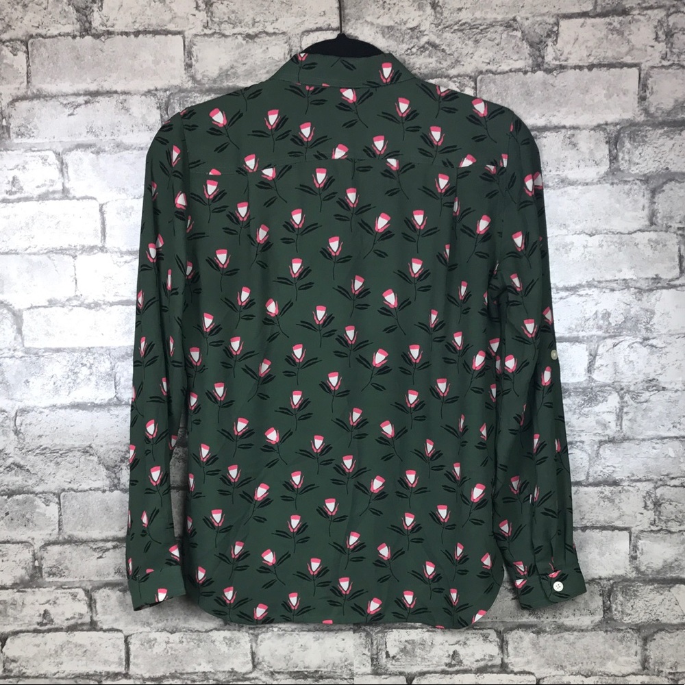 Loft Floral Pattern Button Down Blouse - image 2